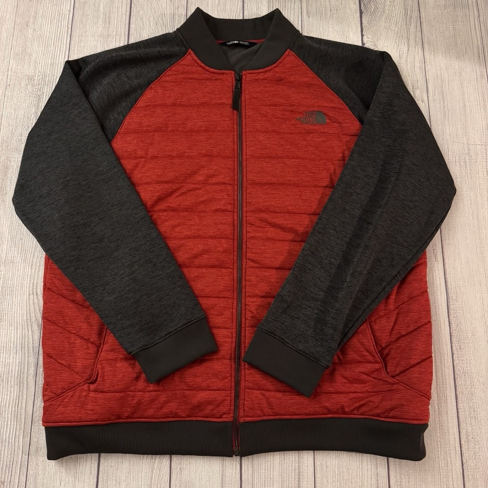 The North Face Norris Point Insulated Jacket Men XXL Red Gray Full Zip Bomber